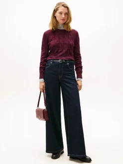 Tommy Hilfiger K-soft wool cable c-nk, viininpunainen