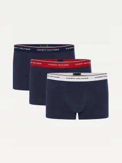 Tommy Hilfiger, Miesten Bokserit, 3-Pack Trunk Nos Color Waistband Tummansininen