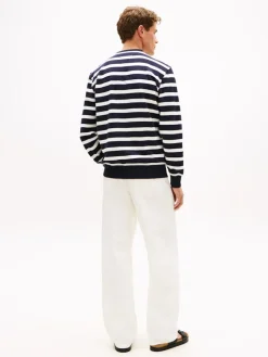 Tommy Hilfiger miesten collegepaita ESS Terry Block STP Sweatshirt, raidallinen sininen