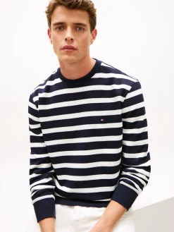 Tommy Hilfiger miesten collegepaita ESS Terry Block STP Sweatshirt, raidallinen sininen