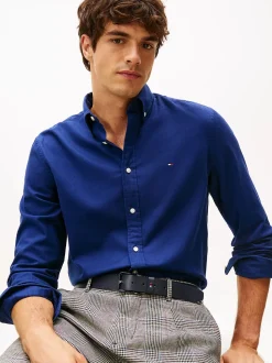 Tommy Hilfiger miesten flanellipaita, FLEX FLANNEL SOLID RF SHIRT Sininen