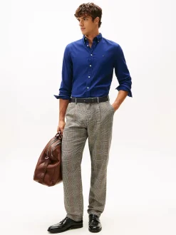 Tommy Hilfiger miesten flanellipaita, FLEX FLANNEL SOLID RF SHIRT Sininen