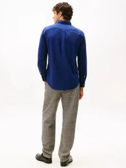 Tommy Hilfiger miesten flanellipaita, FLEX FLANNEL SOLID RF SHIRT Sininen