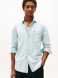 Tommy Hilfiger miesten kauluspaita, CHAMBRAY POCKET RF SHIRT Indigo