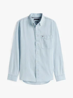 Tommy Hilfiger miesten kauluspaita, CHAMBRAY POCKET RF SHIRT Indigo