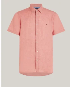 Tommy Hilfiger Miesten Kauluspaita, PIGMENT DYED LINEN RF SHIRT Punainen