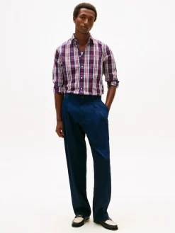 Tommy Hilfiger miesten kauluspaita Flex Poplin Medium Check Shirt, punainen