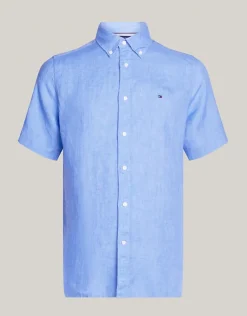 Tommy Hilfiger Miesten Kauluspaita, PIGMENT DYED LINEN RF SHIRT Keskisininen