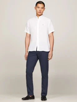 Tommy Hilfiger Miesten Kauluspaita, PIGMENT DYED LINEN RF SHIRT Valkoinen