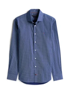 Tommy Hilfiger miesten kauluspaita, CL - FAKE SOLID PRT SF SWS SHIRT Sininen Kuosi