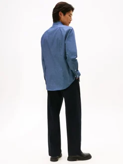 Tommy Hilfiger miesten kauluspaita, CL - FAKE SOLID PRT SF SWS SHIRT Sininen Kuosi