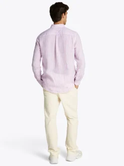 Tommy Hilfiger miesten kauluspaita, LINEN ESSENTIAL STRIPE Raidallinen Punainen