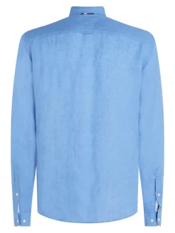 Tommy Hilfiger Miesten Kauluspaita, PIGMENT DYED LINEN SOLID Keskisininen