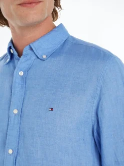 Tommy Hilfiger Miesten Kauluspaita, PIGMENT DYED LINEN SOLID Keskisininen