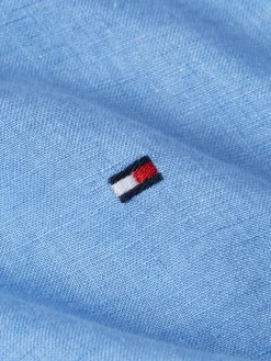 Tommy Hilfiger Miesten Kauluspaita, PIGMENT DYED LINEN SOLID Keskisininen