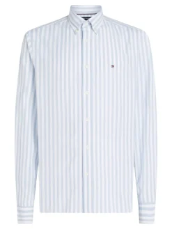 Tommy Hilfiger miesten kauluspaita, FLEX POPLIN BOLD STRIPE Raidallinen Sininen