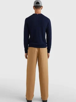 Tommy Hilfiger Miesten Neulepusero, PIMA ORG CTN CASHMERE CREW Tummansininen