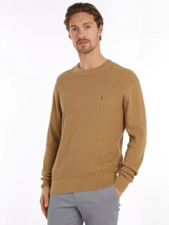 Tommy Hilfiger Miesten Neulepusero, STRUCTURE CREW NK Beige