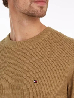 Tommy Hilfiger Miesten Neulepusero, STRUCTURE CREW NK Beige