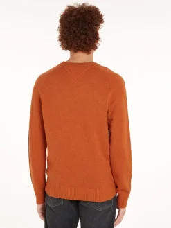 Tommy Hilfiger Miesten Neulepusero, LAMBSWOOL CREW NECK KONEPESTÄVÄ Poltettu Oranssi