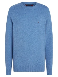Tommy Hilfiger Miesten Neulepusero, LAMBSWOOL CREW NECK KONEPESTÄVÄ Vaaleansininen