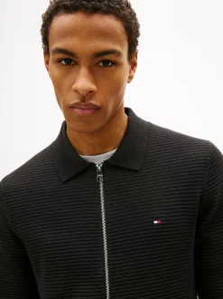 Tommy Hilfiger miesten neuletakki Seasonal Structure Zip Thru Polo, musta