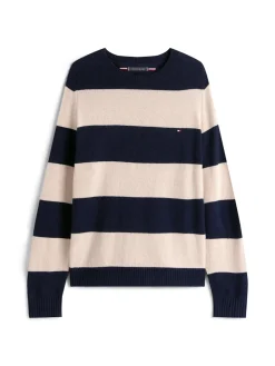Tommy Hilfiger miesten neulepusero, CLAMBSWOOL CREW NECK Tummansininen Raita