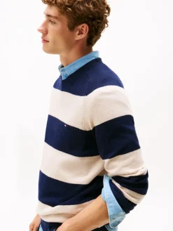 Tommy Hilfiger miesten neulepusero, CLAMBSWOOL CREW NECK Tummansininen Raita