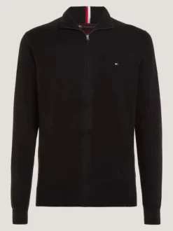 Tommy Hilfiger miesten neuletakki PIMA ORG CTN CASHMERE FULL ZIP, musta