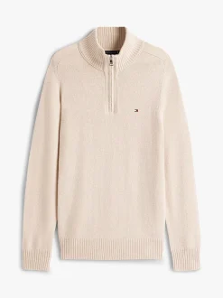 Tommy Hilfiger miesten neulepaita Lambswool Zip Mock, beige