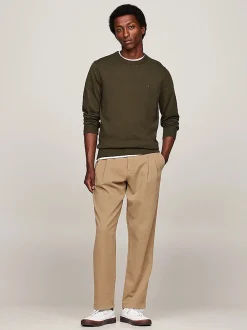 Tommy Hilfiger Miesten Neule, PIMA ORG CTN CASHMERECREW NECK Armeijanvihreä