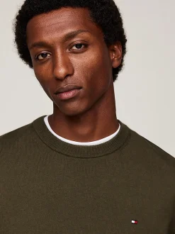 Tommy Hilfiger Miesten Neule, PIMA ORG CTN CASHMERECREW NECK Armeijanvihreä