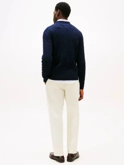 Tommy Hilfiger miesten neuletakki, CLASSIC CABLE POLO ZIP Tummansininen