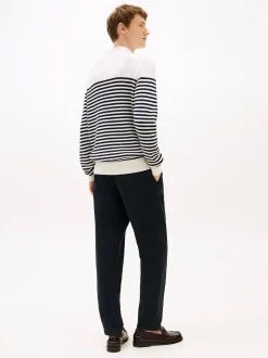 Tommy Hilfiger miesten neule, RACKING STRUCTURE HALF ZIP Raidallinen Valkoinen