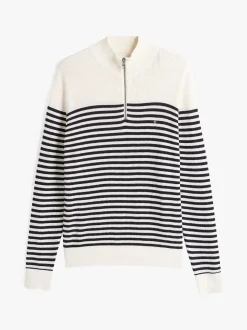 Tommy Hilfiger miesten neule, RACKING STRUCTURE HALF ZIP Raidallinen Valkoinen
