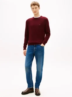 Tommy Hilfiger miesten neulepusero CLAMBSWOOL CREW NECK, viininpunainen