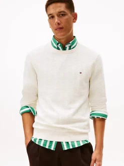 Tommy Hilfiger miesten neulepusero Seasonal Structure CNeck, luonnonvalkoinen