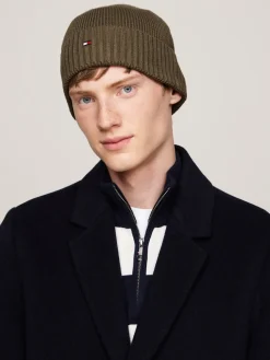 Tommy Hilfiger miesten pipo, TH FLAG PIMA COTTON BEANIE Armeijanvihreä