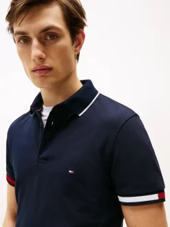 Tommy Hilfiger miesten pikeepaita, FLAG CUFF SLM FIT POLO Tummansininen