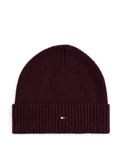 Tommy Hilfiger miesten pipo, TH FLAG PIMA COTTON BEANIE Viininpunainen