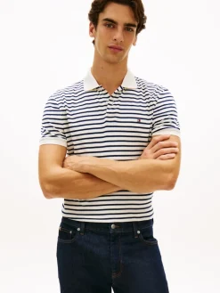 Tommy Hilfiger miesten pikeepaita Liquid Cotton Reg Seasonal Polo, raidallinen sininen
