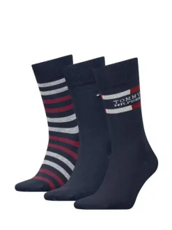 Tommy Hilfiger miesten sukat TH MEN SOCK 3P GIFT BOX TOMMY STRIPE, tummansininen