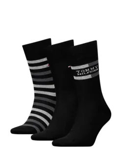 Tommy Hilfiger miesten sukat TH MEN SOCK 3P GIFT BOX TOMMY STRIPE, musta