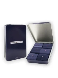 Tommy Hilfiger miesten sukat TH MEN SOCK 6P TIN GIFT BOX BIRDEYE, tummansininen