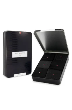 Tommy Hilfiger Miesten Sukat, MEN SOCK TIN GIFT BOX 6 PACK Musta