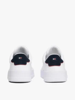 Tommy Hilfiger miesten tennarit, TH COURT LEATHER DETAIL ESS Valkoinen