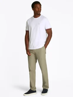 Tommy Hilfiger miesten t-paita, GLOBAL STRIPE CUFF TEE Valkoinen