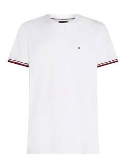 Tommy Hilfiger miesten t-paita, GLOBAL STRIPE CUFF TEE Valkoinen