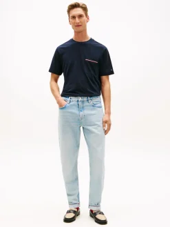 Tommy Hilfiger miesten t-paita Global Stripe Pique Pocket Tee, tummansininen