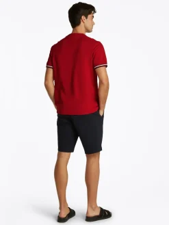 Tommy Hilfiger miesten t-paita, GLOBAL STRIPE CUFF TEE Punainen